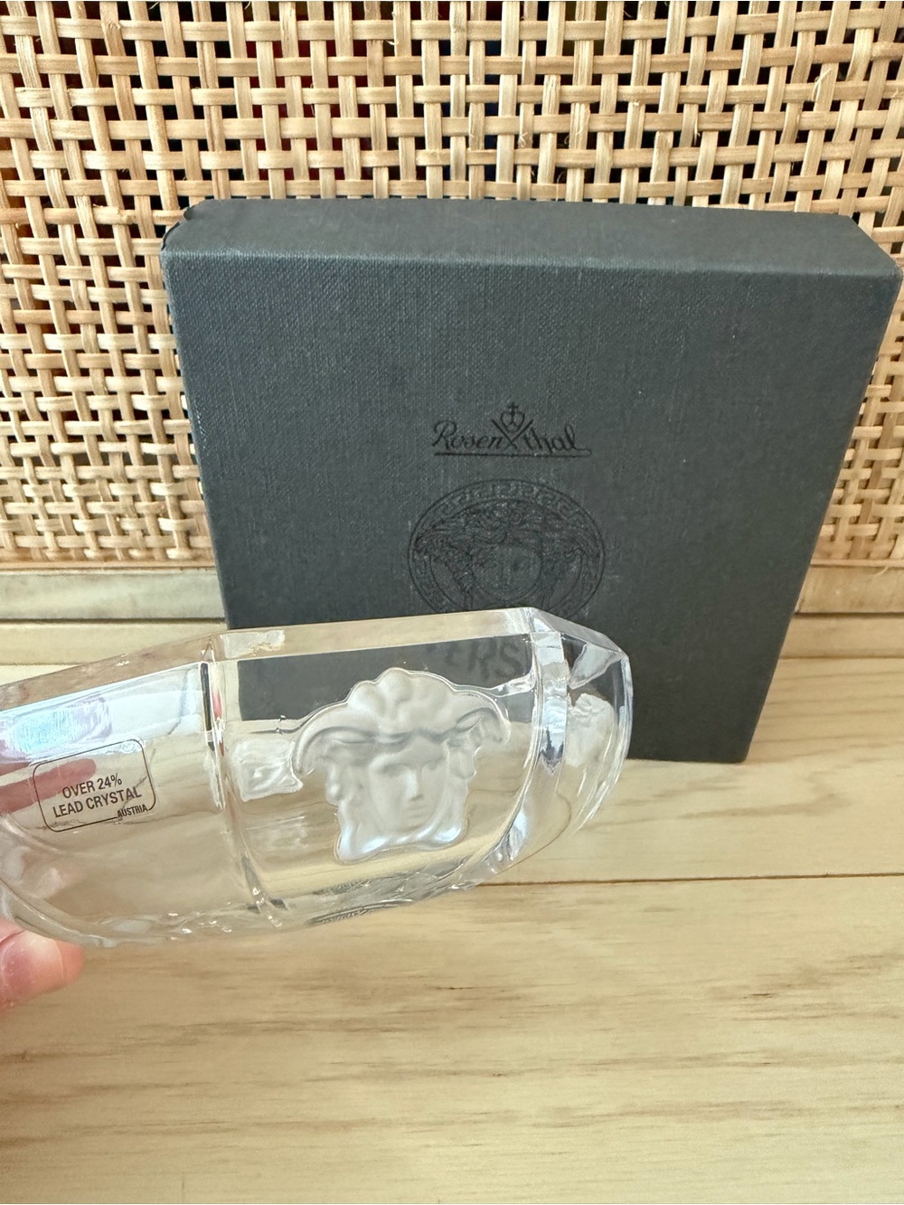 Vintage Versace Medusa Clear Crystal Octagonal Dish Bowl 14cm w/ Box - Picture 5 of 8